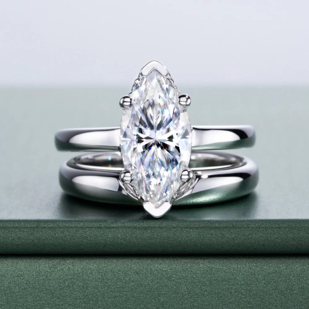 

Роскошное сверкающее обручальное кольцо с муассанитом 7x14 мм — женские кольца из стерлингового серебра 925 пробы и свадебное обручальное кольцо, ювелирные изделия для вечеринки, подарок