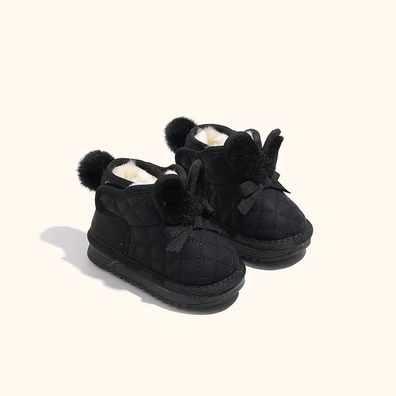 Fashion Baby Walking Shoes 2025 Winter New Kids Snow Boots Cute Versatile Girl Furry Ankle Boots Comfort Child Cotton Shoes