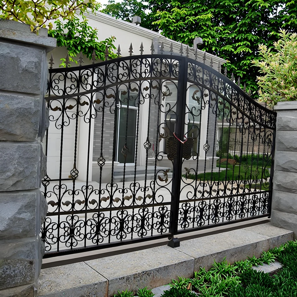 Customization European Style Modern Galvanized Steel Courtyard Gate Metal Villa Exterior Wall Anti-theft Gate with 3D Modeling