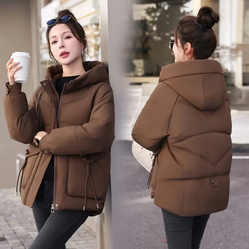 2024 neue Damen jacke Winter Daunen Baumwoll jacke weibliche koreanische Mode Kapuze lose verdicken warme Frauen Mantel kurze Mantel Tops