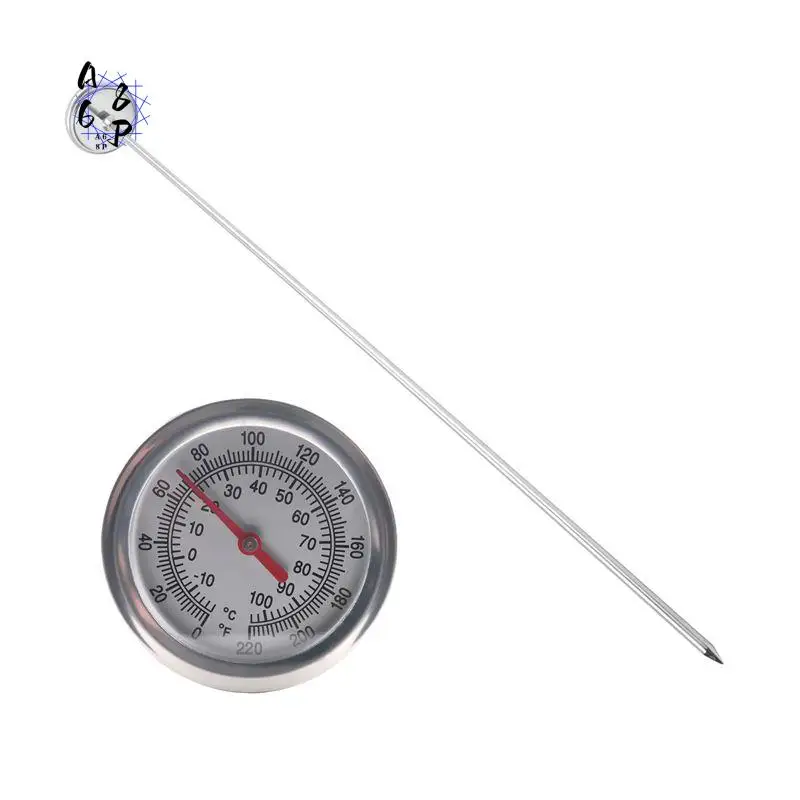 A68P-Long Stem Compost Soil Thermometer - Fast Response Stainless Steel 20 Inch - Measuring Probe - Fahrenheit And Celsius