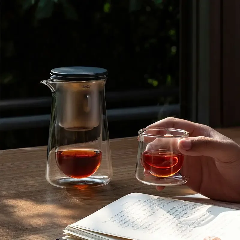 High-end Glass Teapot One-button Filtration Tea Pot Heat-resistant Anti-scald Tea Brewer Magnetic Tea Water Separation Cup