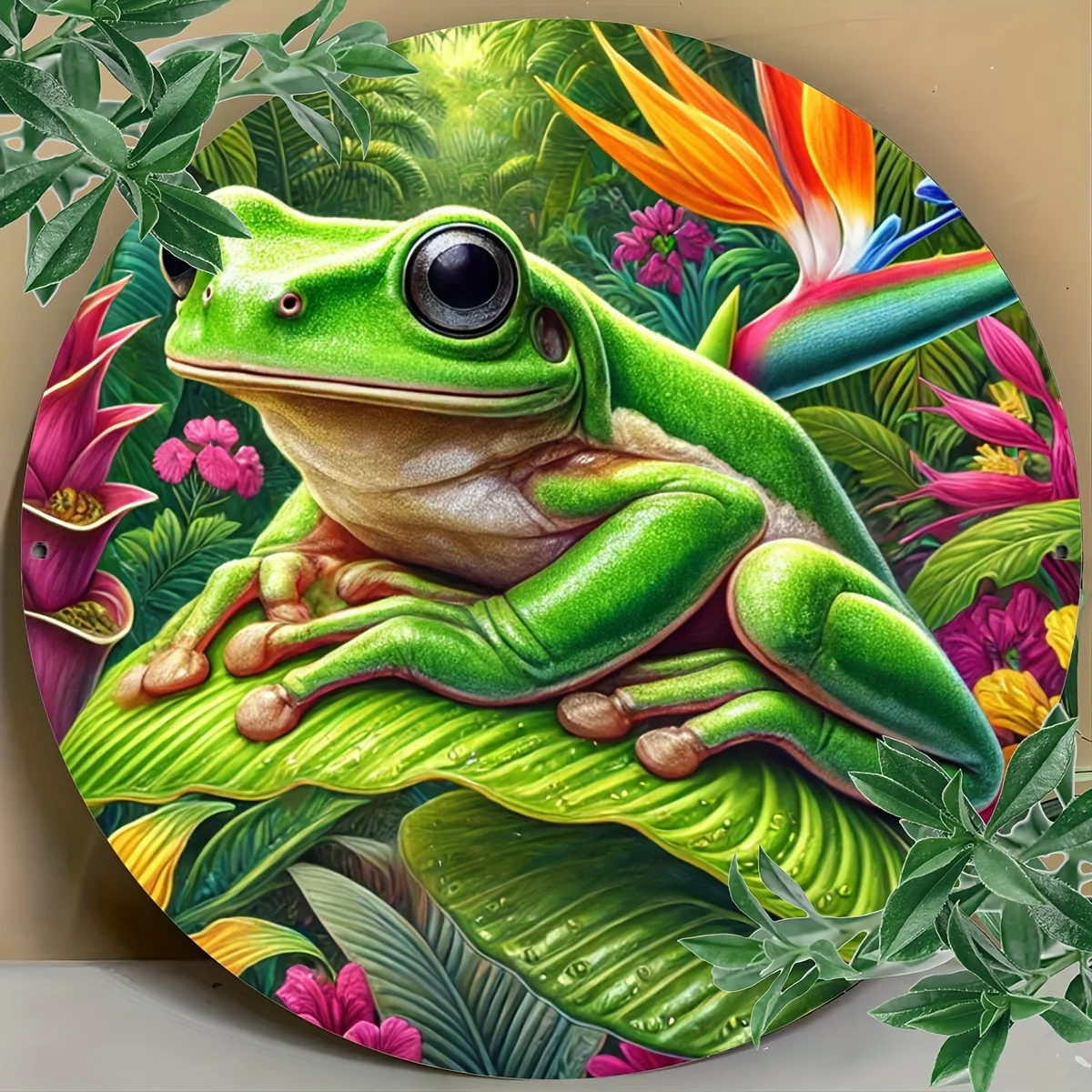 

Vibrant Green Tree on Leaf Wall Art, Durable 2D Flat American Style Indoor Decor for Easter Gifts, Room & Garden, Tree Decor