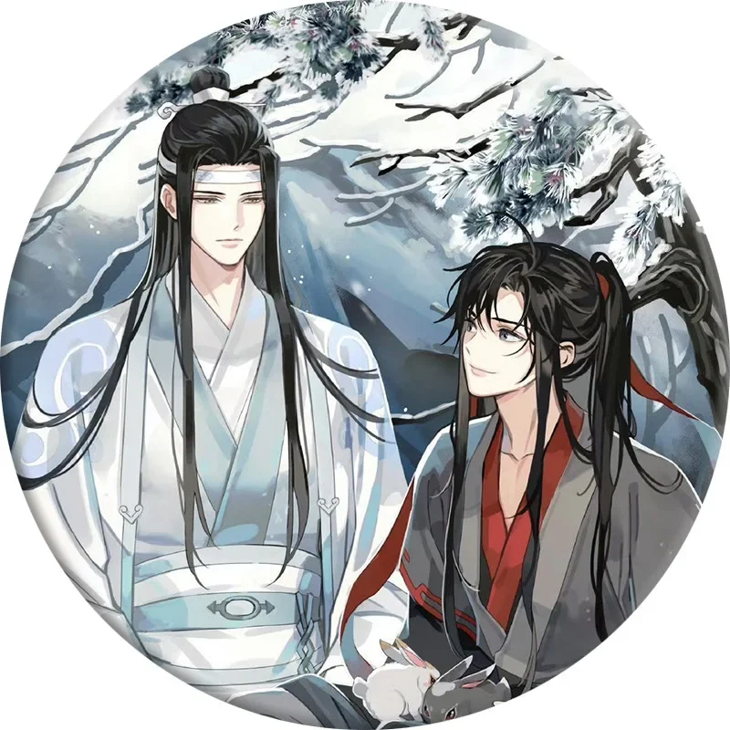 Anime Mo Dao Zu Shi Brooch Cartoon Lan Zhan Wei Wuxian Badge Brooches for Men Women Backpack Decoration Round Props Fans Gift