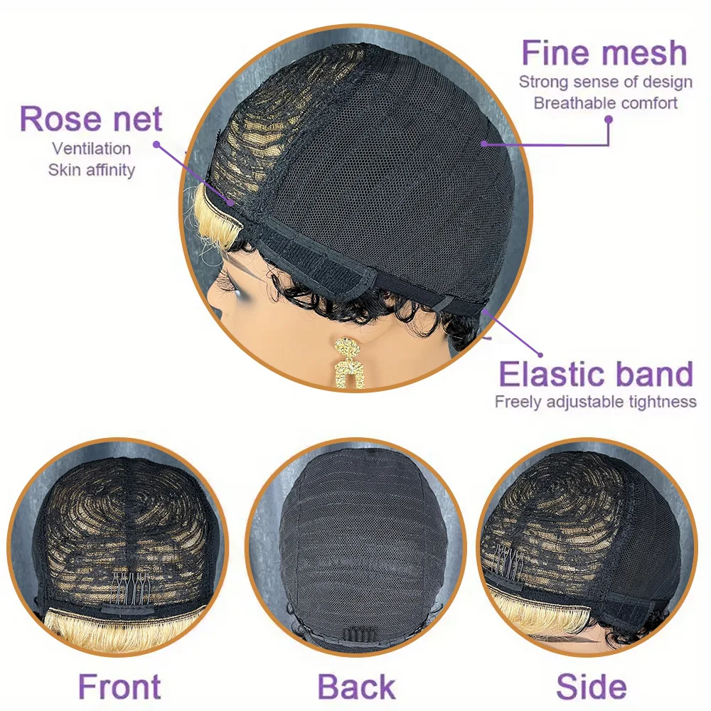 البرازيلي قصيرة عابث قطع الباروكات للنساء السود شعر الإنسان الأفرو غريب شعر مستعار مجعد الأفريقي مجعد كامل آلة صنع شعر مستعار