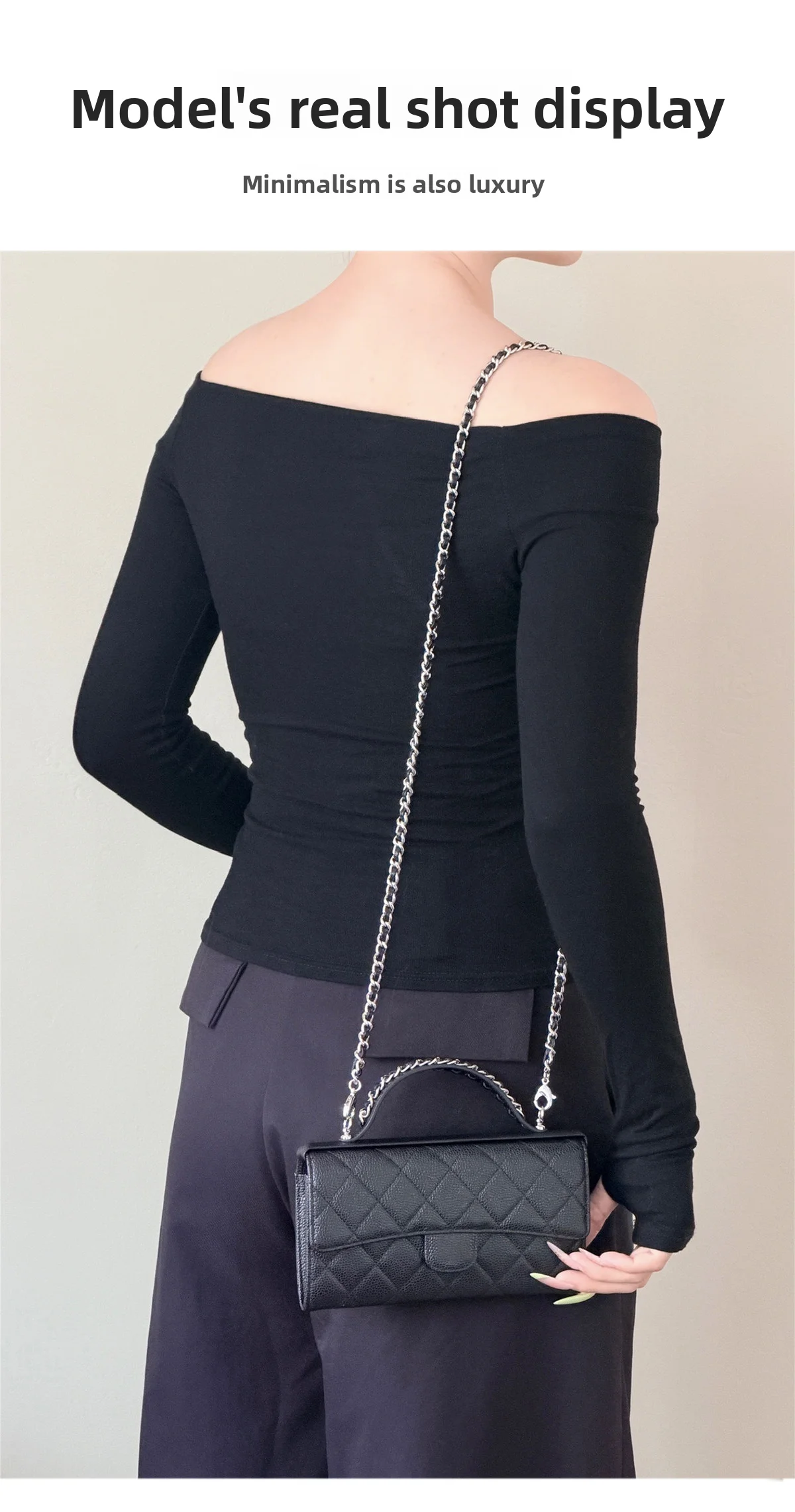 Cowhide Leather Chain Top Handle,Wear-through Handle Replacement Accessories Compatible with WOC Wallet On Chain Bag