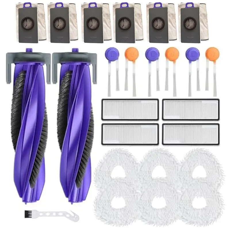 AD24 For Narwal Freo Z10 Ultra/Narwal Freo Z10 Robotic Vacuum Parts With 2 Roller Brush,4 HEPA,6 Mops,6 Bags,6 Side Brushes-image
