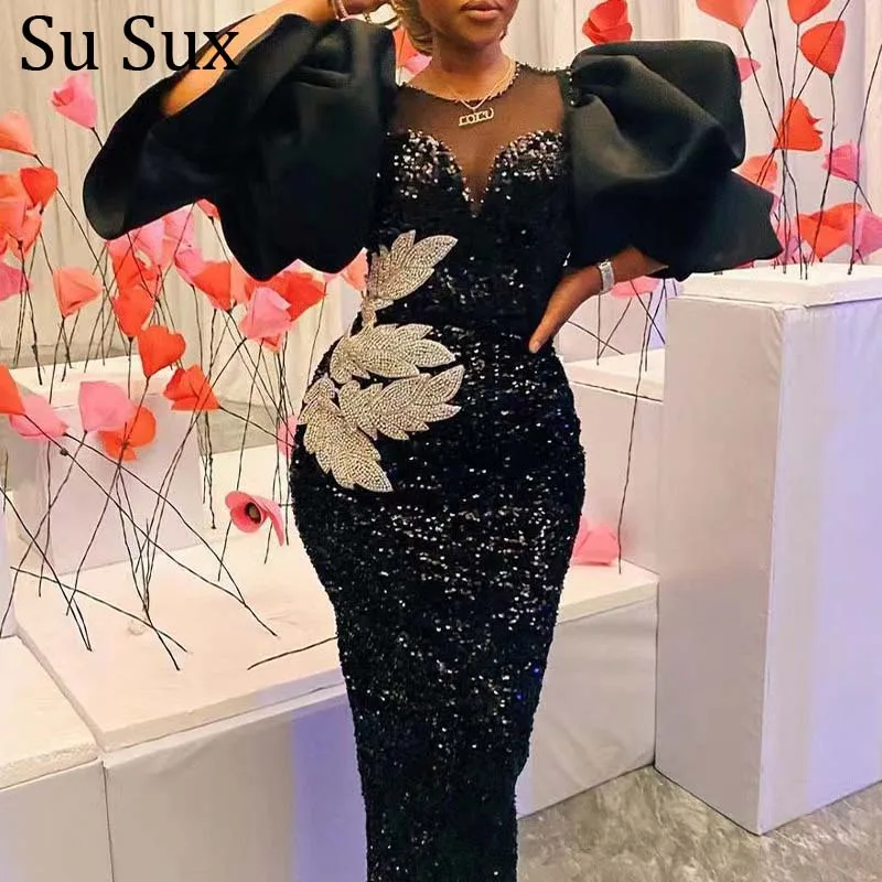 

Sequins Velvet Embroidery Maxi Dresses Women Party Birthday Long Dress Sparkly Puff Sleeve Robe Classy Ladies 2022 Spring 4XL