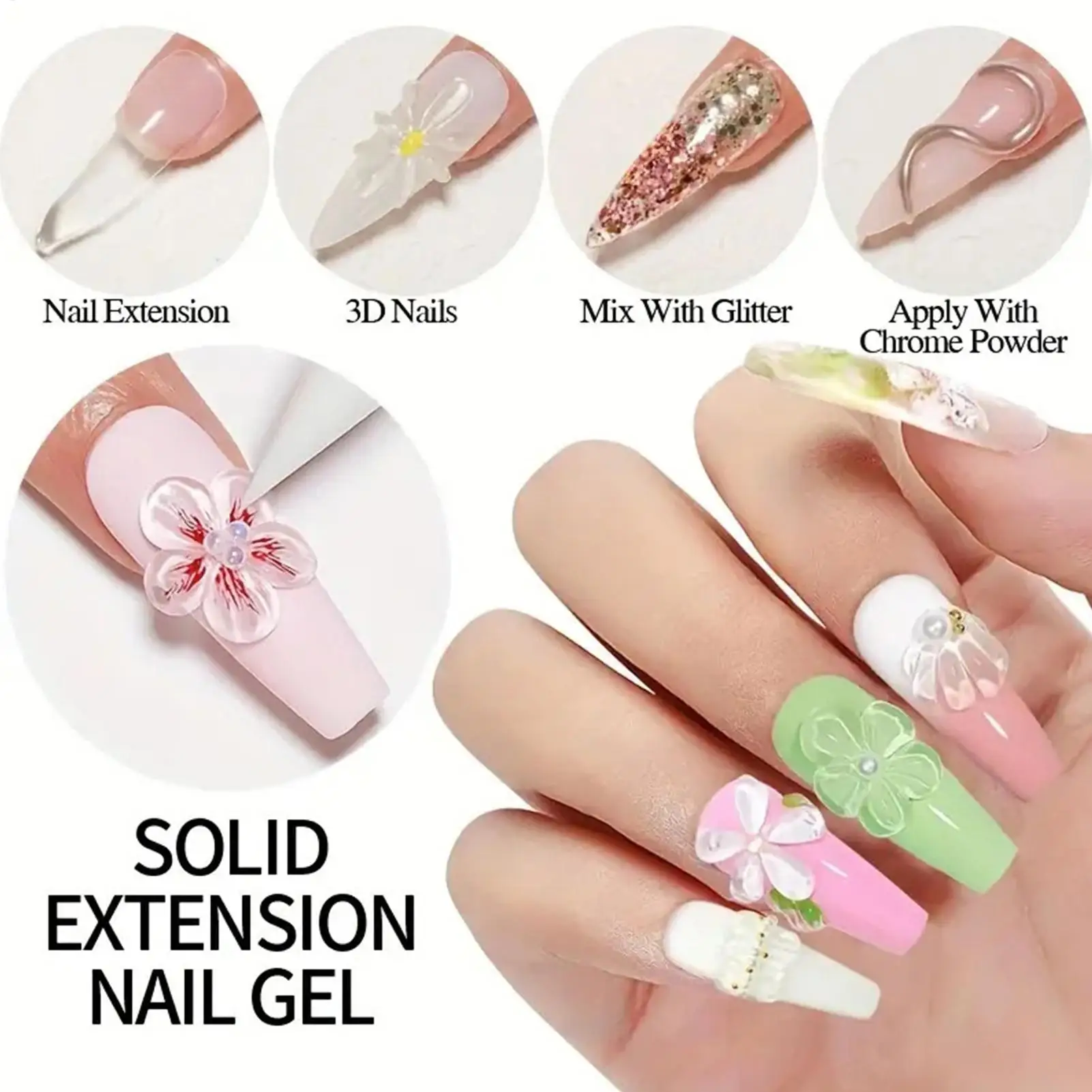 3D Nail Gel Non-Stick Fingernail Design Sculpture Hard Building Gels for Beginners Professionals Beauty Lovers Students Women view 2