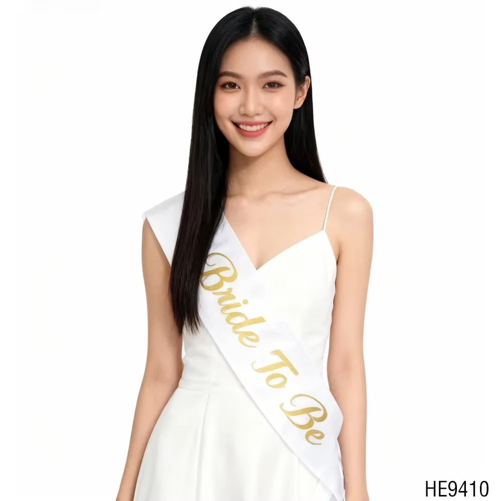 PESENAR Dies ist ein weißes Bride To Be-Party-Gurt mit zartem und elegantem goldenem Kursiv, der für einzelne Partys geeignet ist