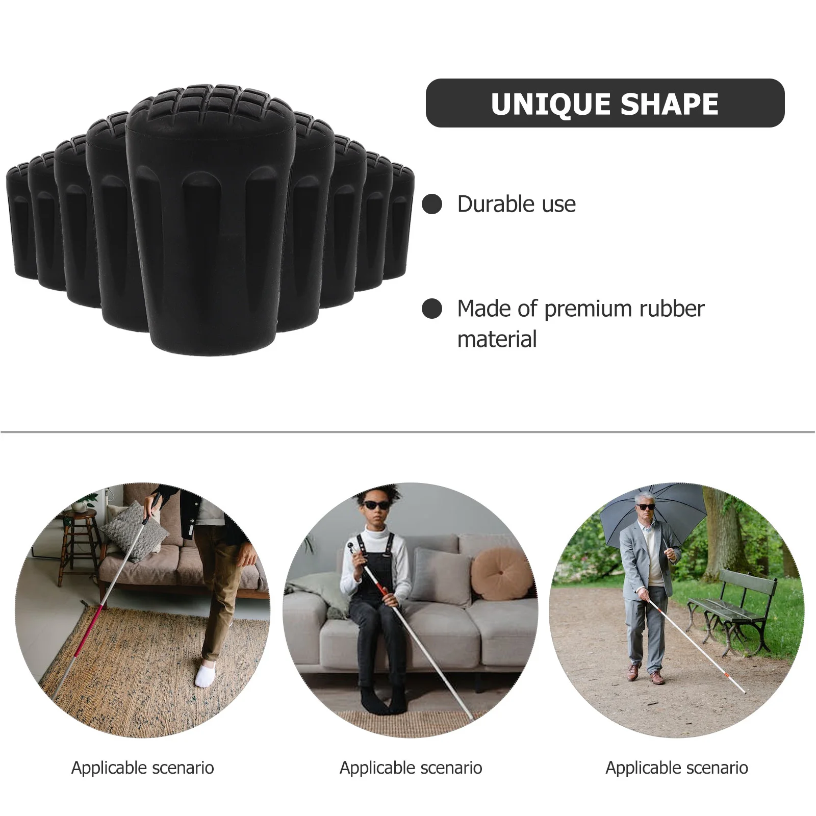 

10Pcs Premium Rubber Trekking Pole Tips Replacement Anti-Skid Walking Stick Covers Crutch Foot Pads for Hiking Mountaineering