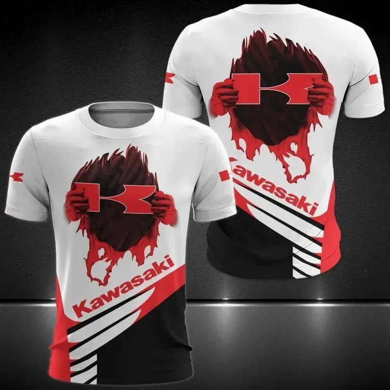

Summer Outdoor Quick Drying Breathable Kawasaki Short Sleeved Shirt Men's And Women's Thin Motorcycle Comfortable Cool T-shirt