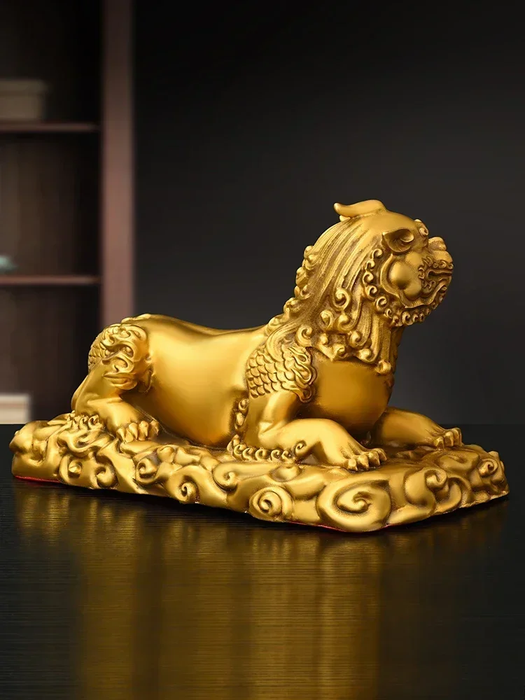 فنغ شوي لاكي الحيوان النحاس الشجاعة Gezang الملك شنت غرفة المعيشة مكتب ديكور #6