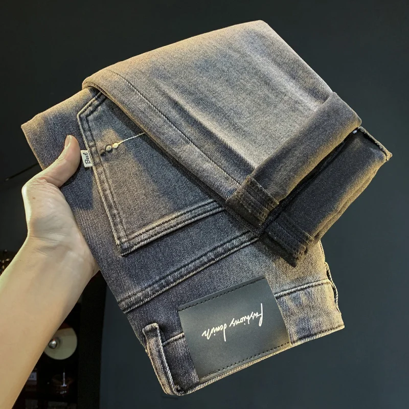 

Джинсы мужские больших размеров, свободные прямые брюки, осень 2022, мягкие и удобные повседневные мужские брюки высокого класса