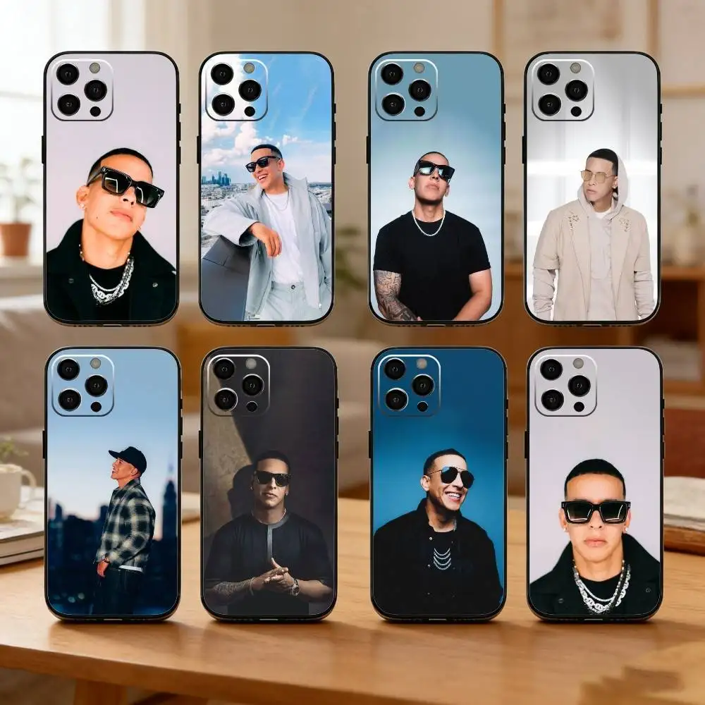 Capa de Silicone Macia Preta D-Daddy Yankees Singer para iPhone 17, 16, 15, 14, 13, 12 Plus, Max