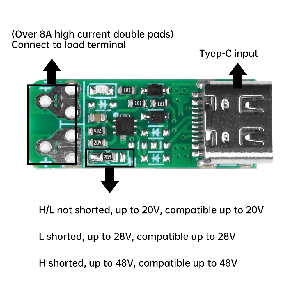 PD3.1 Fast Charge Decoy Board Type-C Female Fast Charge Test Trigger 28V/36V/48V Output Test Module