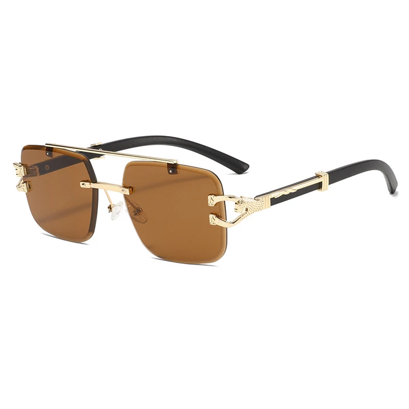 Randlose Sonnenbrille mit Metall-Pita-Dekoration, Doppelsteg-Design, trendige Sonnenschutz-Sonnenbrille.