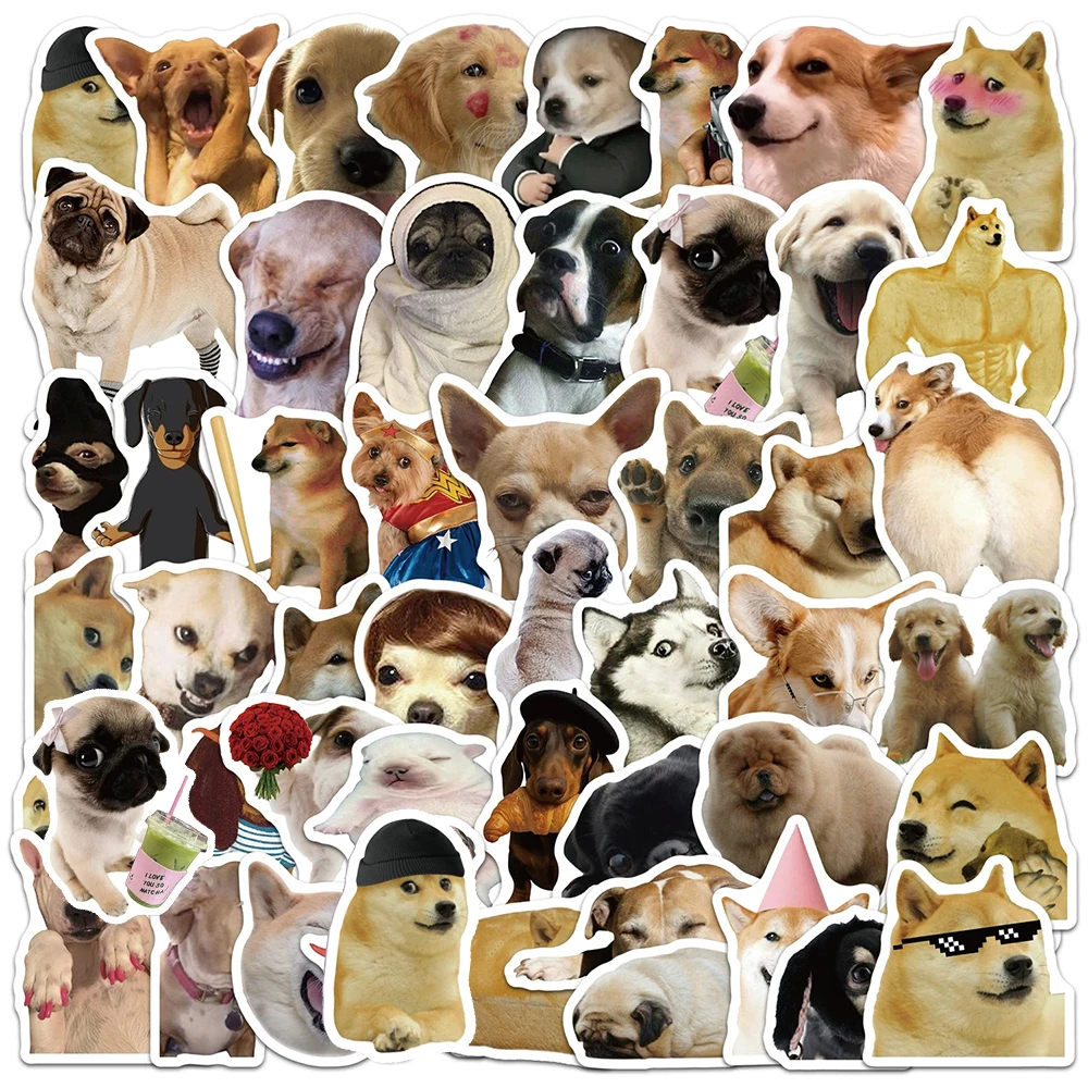 10/30/50 Stück Niedliche Lustige Hunde-Meme-Aufkleber Cartoon-Tier-Welpen-Expressions-Sticker DIY Wasserflasche Notizbuch Handy-Aufkleber Verpackung
