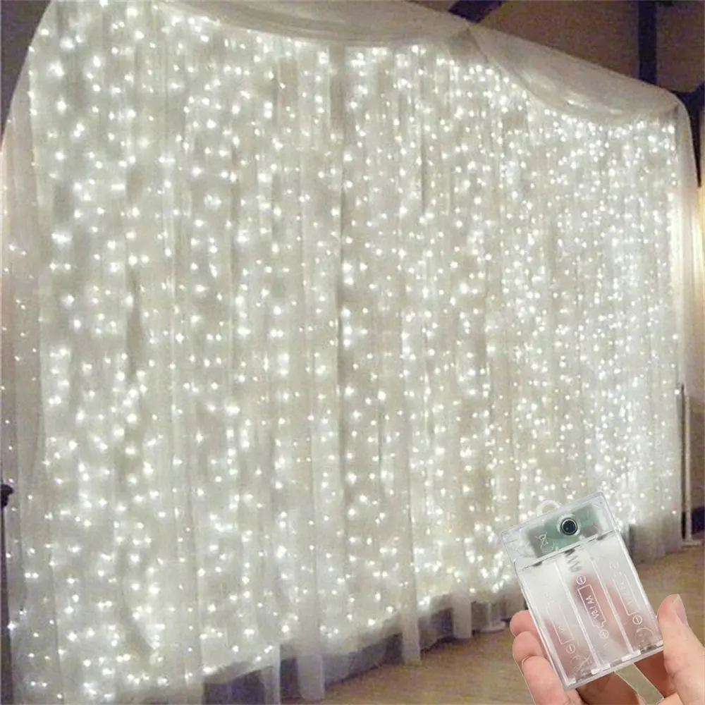 

Светодиодная гирлянда-штора для декора свадеб, дней рождений, вечеринок, на батарейках, для украшения дома на Рамадан, День святого Валентина, Ид Мубарак 2026