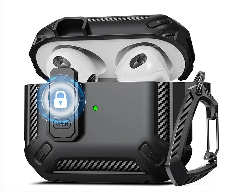 

For Airpods 1/2/3/4 Shockproof Accessories With Keychain Carbon Fiber Armor Earphone Cases Headphone Cover For Airpod Pro/Pro2