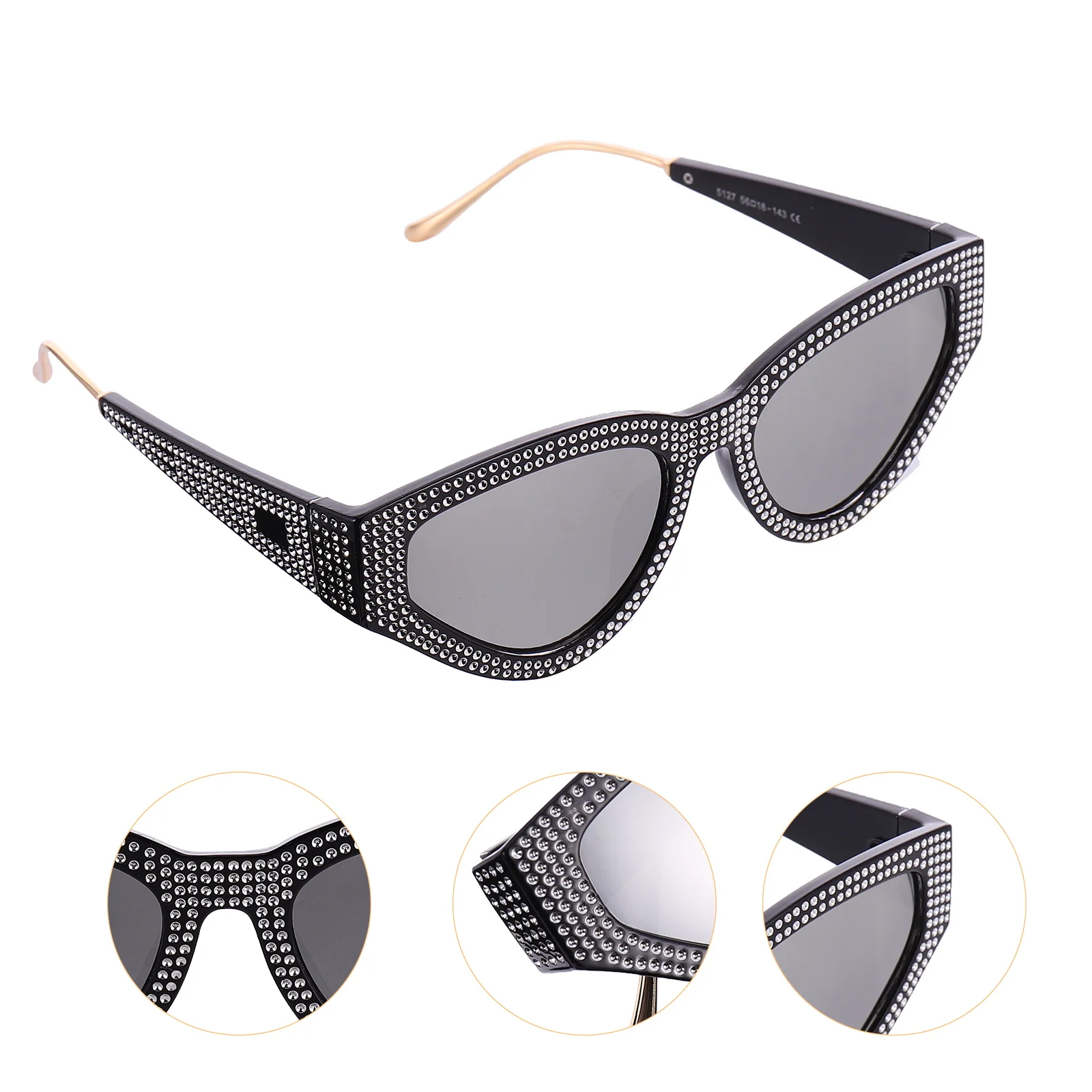 

Metal Frame Sunglasses Shiny Diamond Inlaid Triangle Silver Polarized Ac Lenses Stylish Women Beach Eyewear Fashion