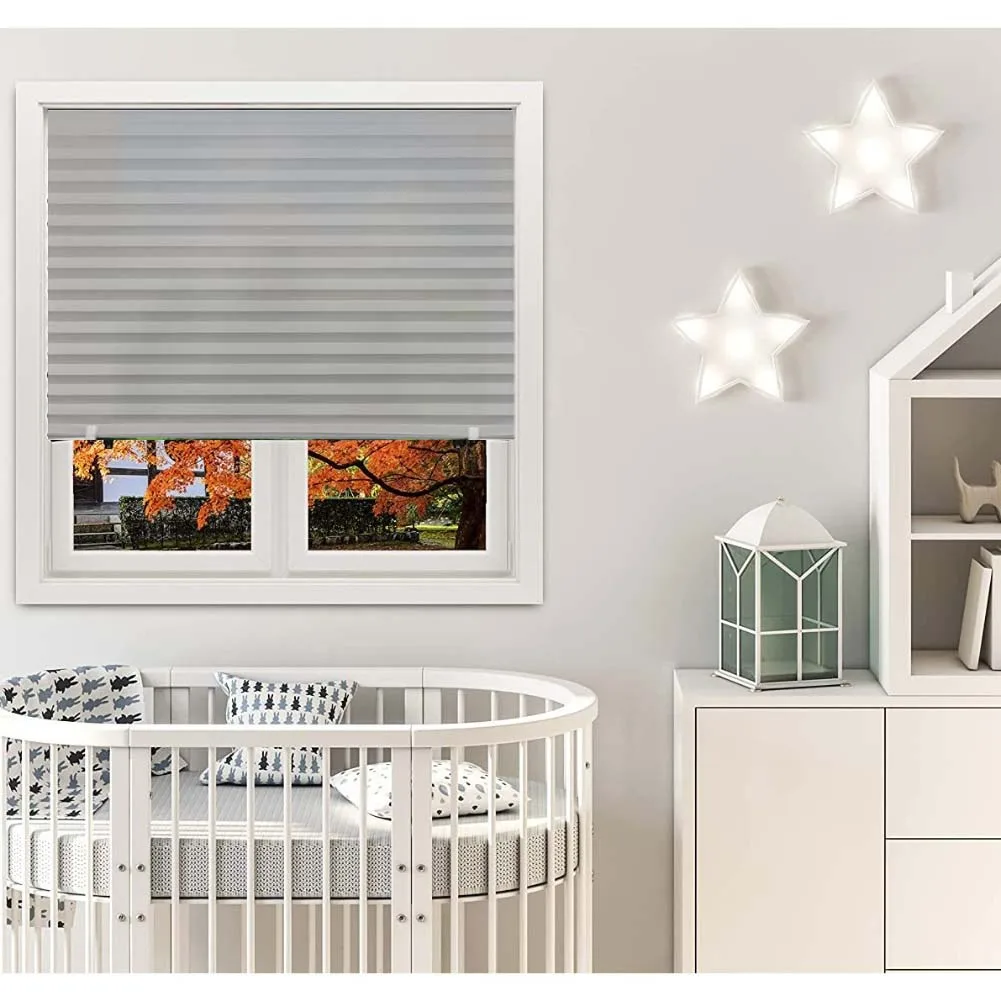 1pc Window Blinds Cordless Blackout No Drill Self-Adhesive Temporary Blinds Pleated Paper Blinds For Windows Doors Shades