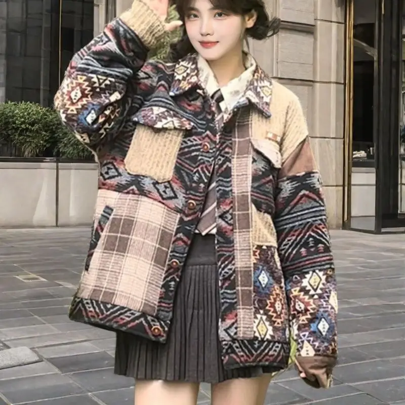 

Korea National Style Hip Hop Jackets Harakuju Color Block Patchwork Outwear Coats Streetwear Oversized