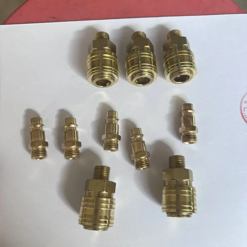 External thread thread male and female plug-in core pneumatic trachea quick connector self-locking head