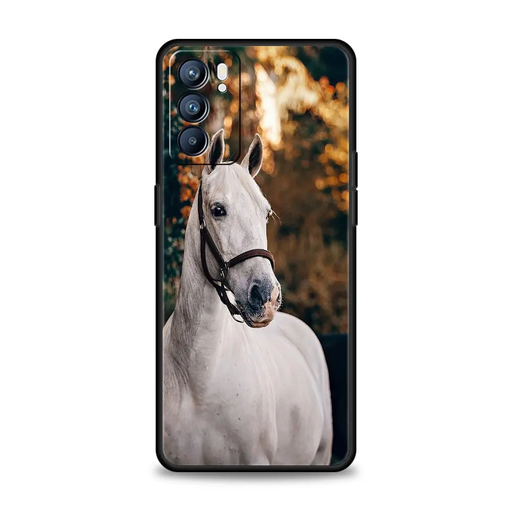 Running Horse Animal Phone Case For Oppo Reno8 Reno7 Reno6 Pro A54 5G Find X6 X5 A53 A52 A9 A15 A95 A17 A16 A76 A74 A57 Cover