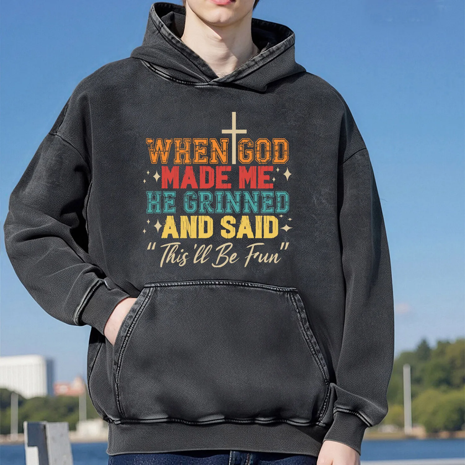 

Whewgod узор ретро мытая толстовка с капюшоном для мужчин и женщин повседневная спортивная одежда хлопковая модная уличная одежда 400 г