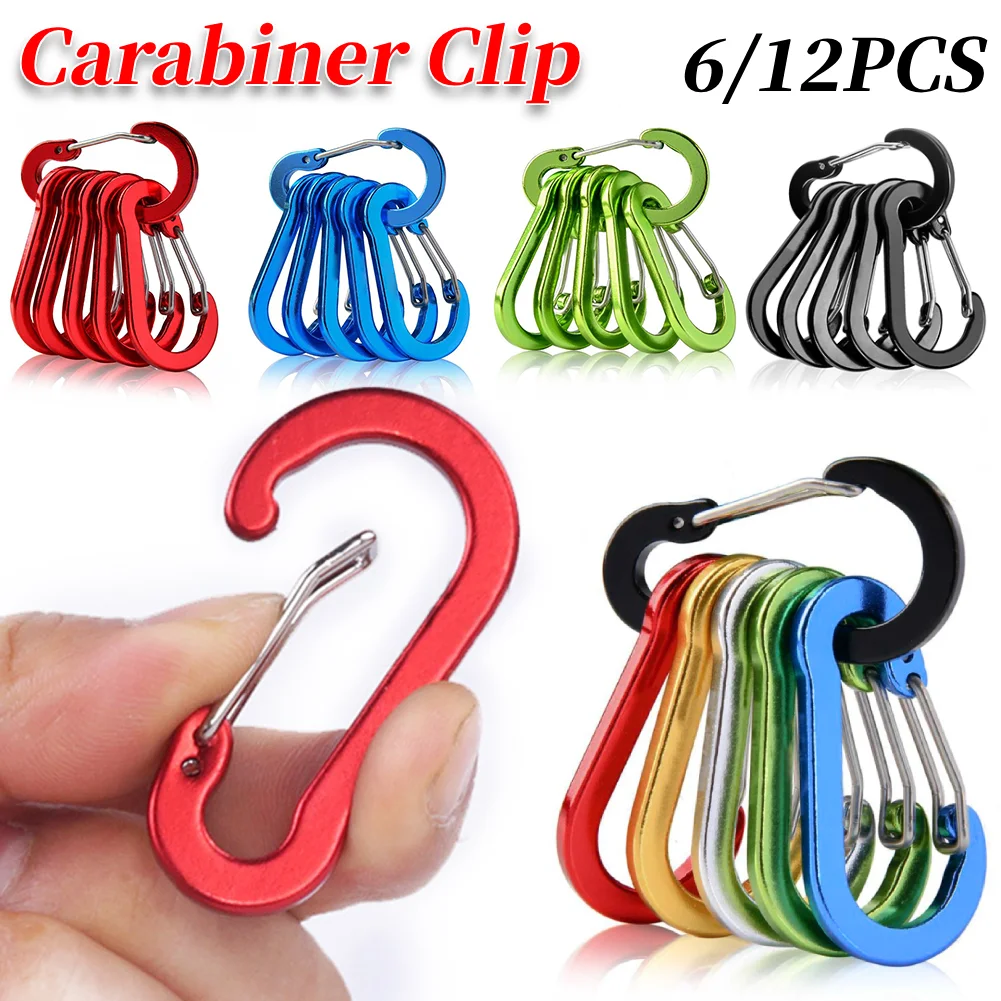 6/12PCS Karabiner Clip Set Tourist Kleine Haken Outdoor Angeln Camping Radfahren Wandern Multi Tool Schlüsselbund Schnalle Karabiner