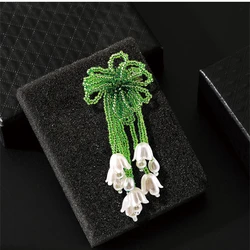 Elegant Women Girls Pearl Lily Of The Valley Pearl Tassel Pins Brooches Earrings Fashion Casual Clothing Suit Accessories Buckle