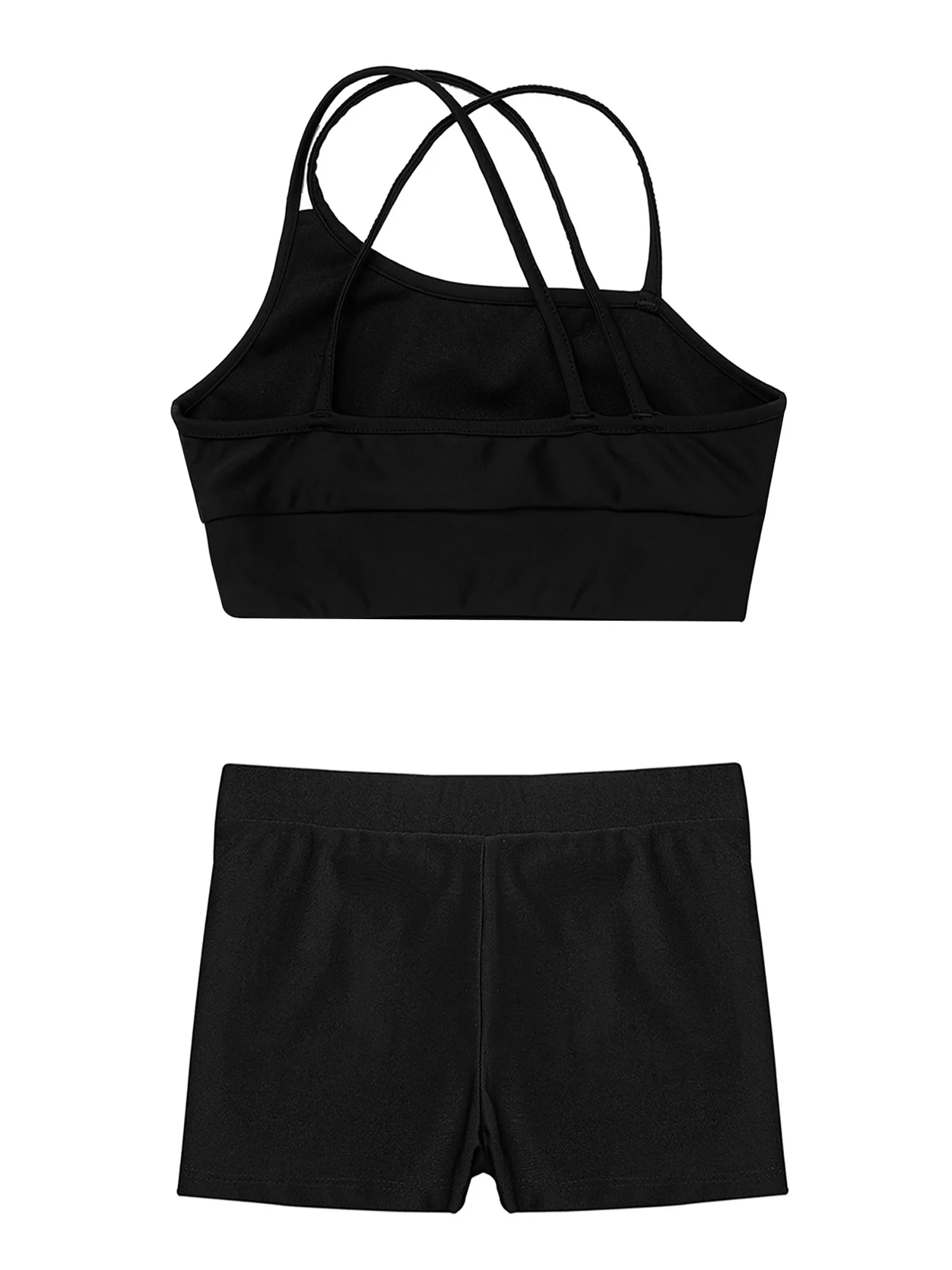 Kids Girls Dance Gymnastics Outfit Casual Sports Set Sleeveless Crop Top with Shorts Workout Fitness Jogging Yoga Sportswear