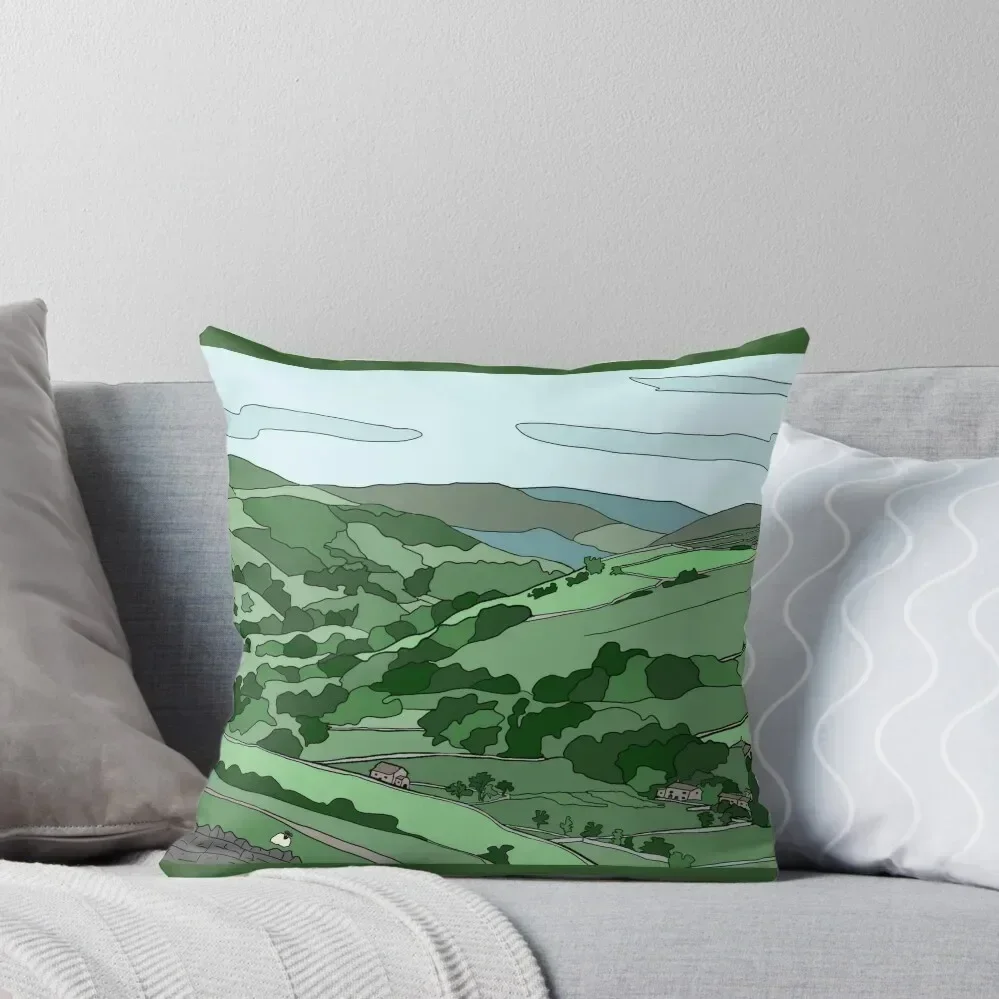 

Swaledale, Yorkshire Dales, near Downholme Viewpoint - digital art Throw Pillow Custom Cushion Photo pillow