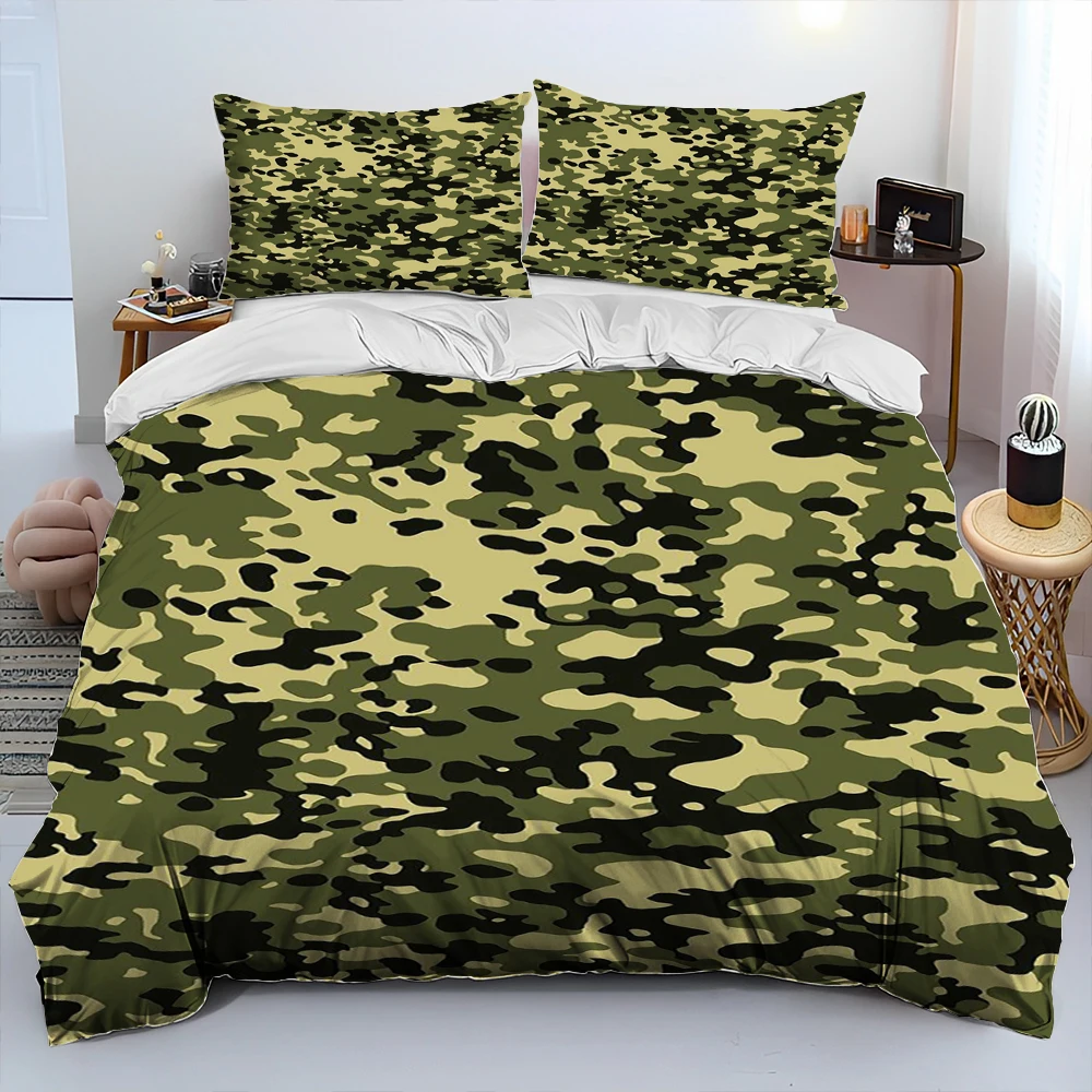 Military Camouflage Color Comforter Bedding Set,Duvet Cover Bed Set Quilt Cover Pillowcase,King Queen Size Bedding Set Kid Adult