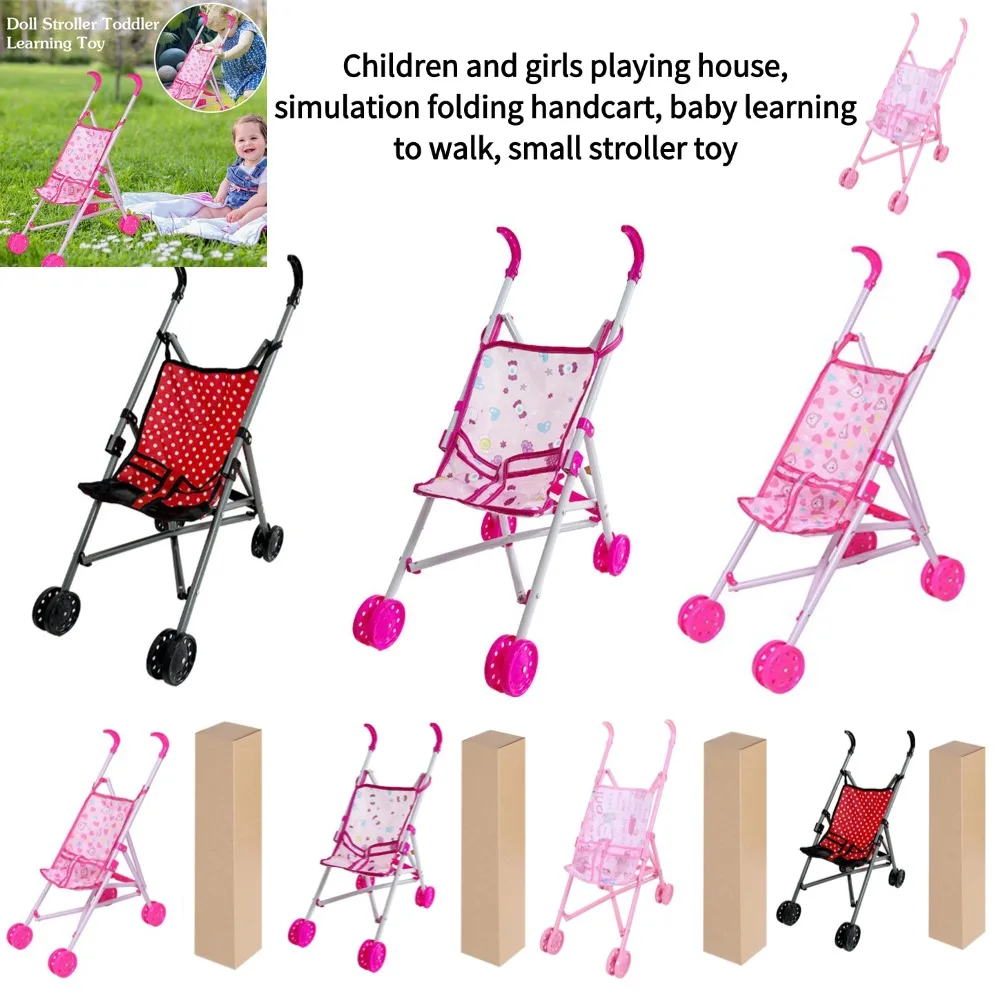 

Portable Doll Pram Strollers Toys Babies Doll Accessories With T-Shaped Belt Pretend Play Toys For Boys Girls Babies