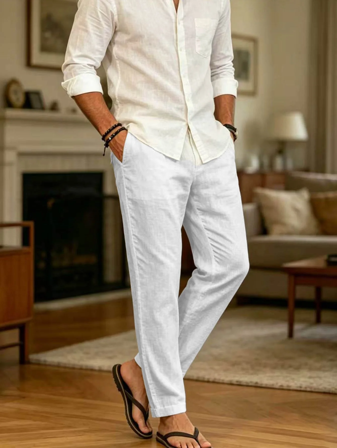 FGKKS Herren Business-Hose, Modische Neue Baumwoll-Atmungsaktive Gerade Dünne Hose für Männer, Komfortable Sommerhose