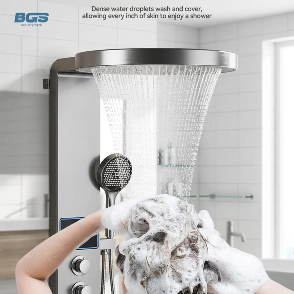 All-Aluminum Four-Speed Complete Bathroom Set Jet Soft Rain Spray Bathroom Fixtures Piano Style Shower Head Bathroom Fixtures view 3