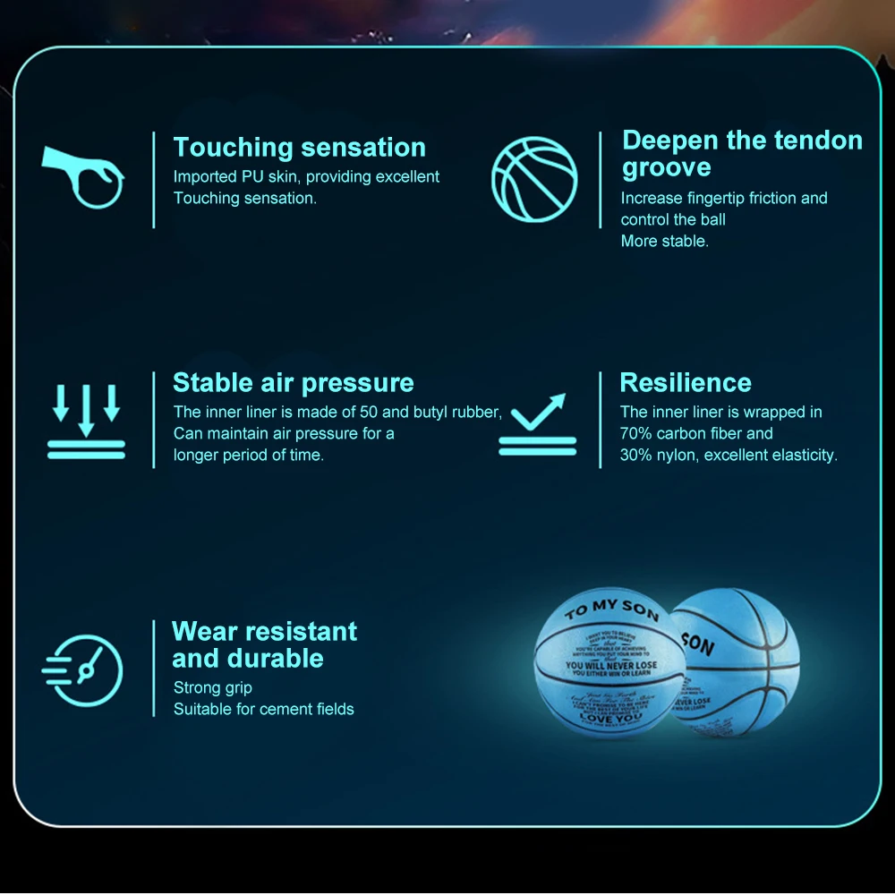 스포츠 트레이닝 농구공 7호 사이즈 TPU 학생 농구공 아들 생일 졸업 선물 블루 컬러