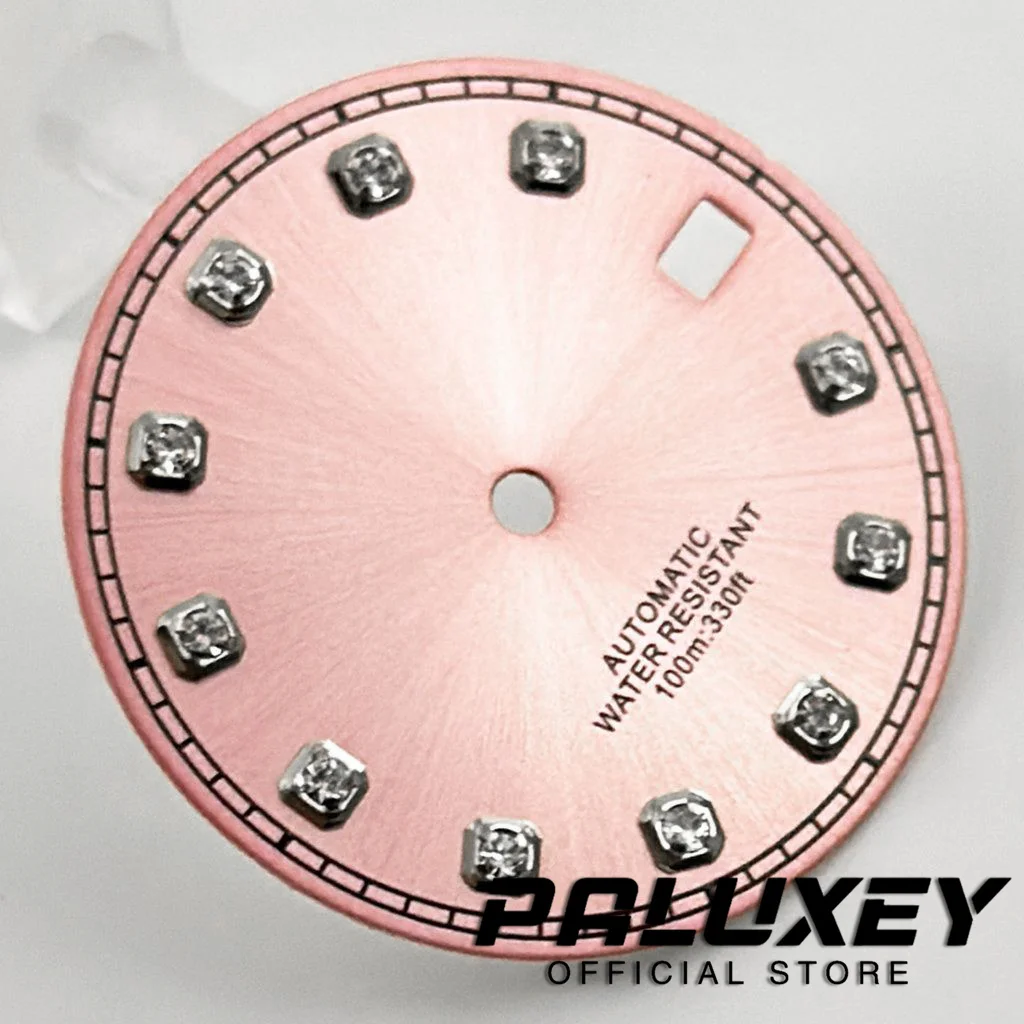 핑크 시계 다이얼, NH35A 4R35 무브먼트, 멸균 시계 페이스 교체 부품, 29mm