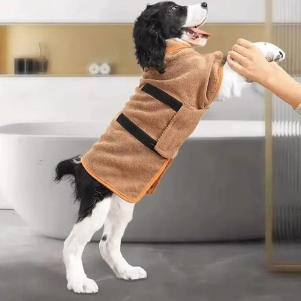 

Useful Super Absorbent Dog Bathrobe Soft Wash Towel Quick Drying Bath Towel Outdoor Indoor Handmade Dog Warm Apparel