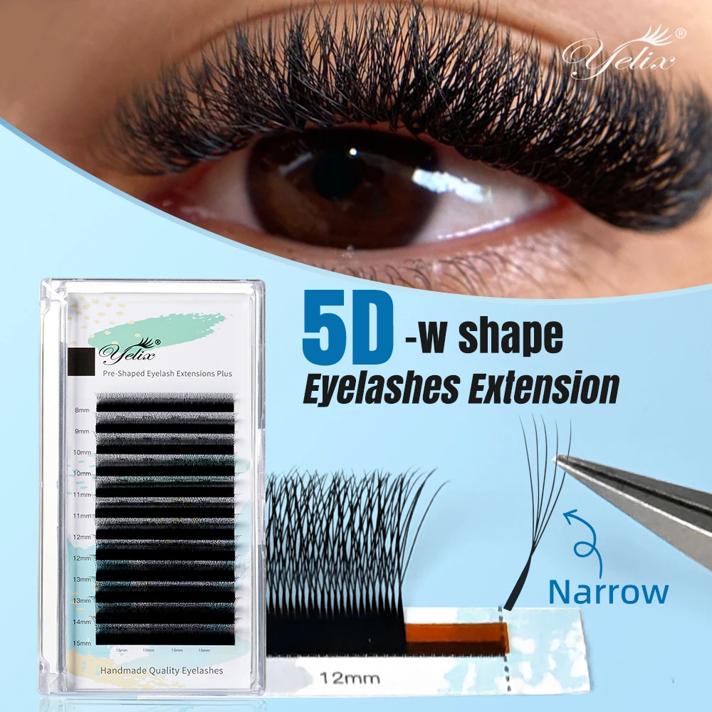 Yelix Smaller Spacing 5D W Premade Volume Fans Eyelash Extensions Narrow Dense Symmetrical Soft Fluffy Natural Style Pros Lash