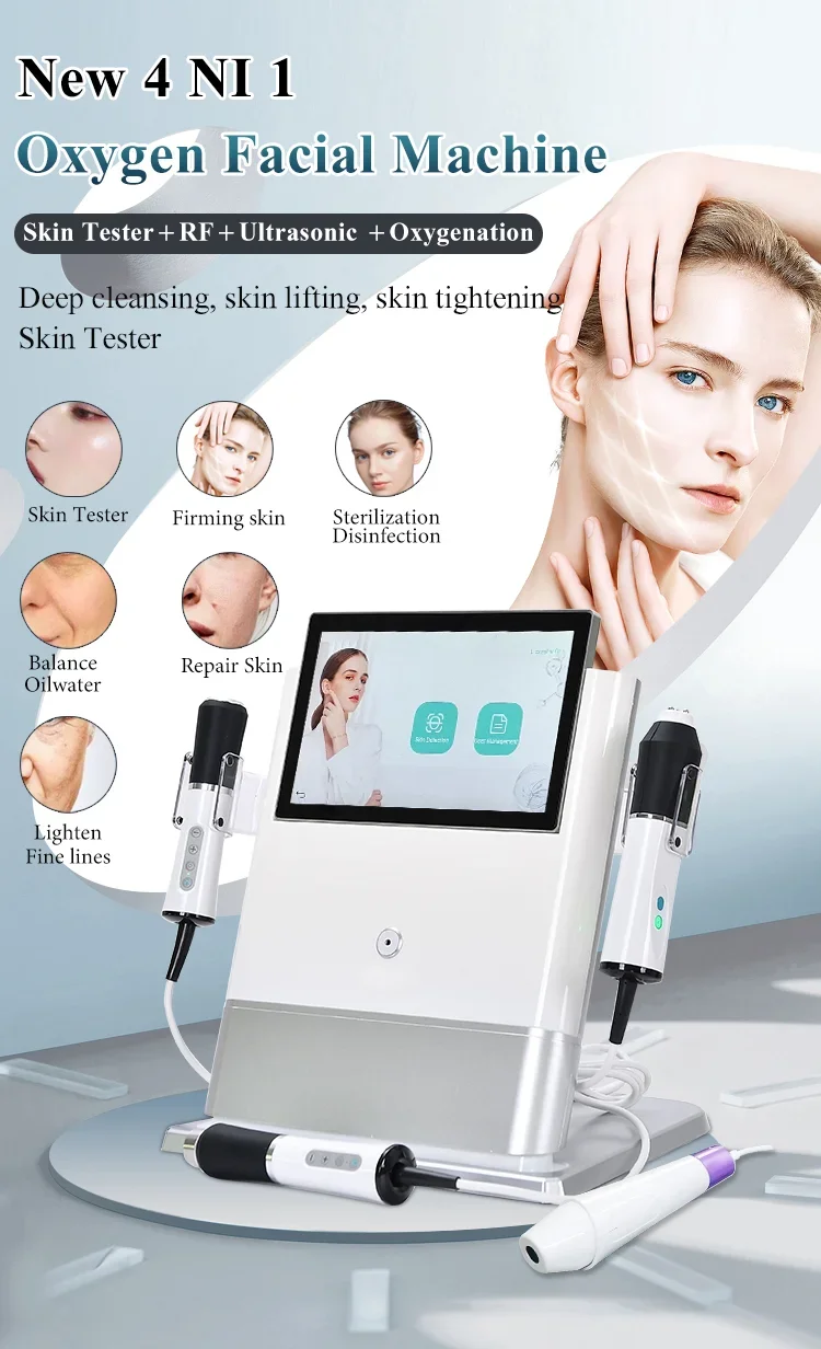 portable 4 in 1 skin care co2 bubble oxygenated therapy facial machine with skin analyze