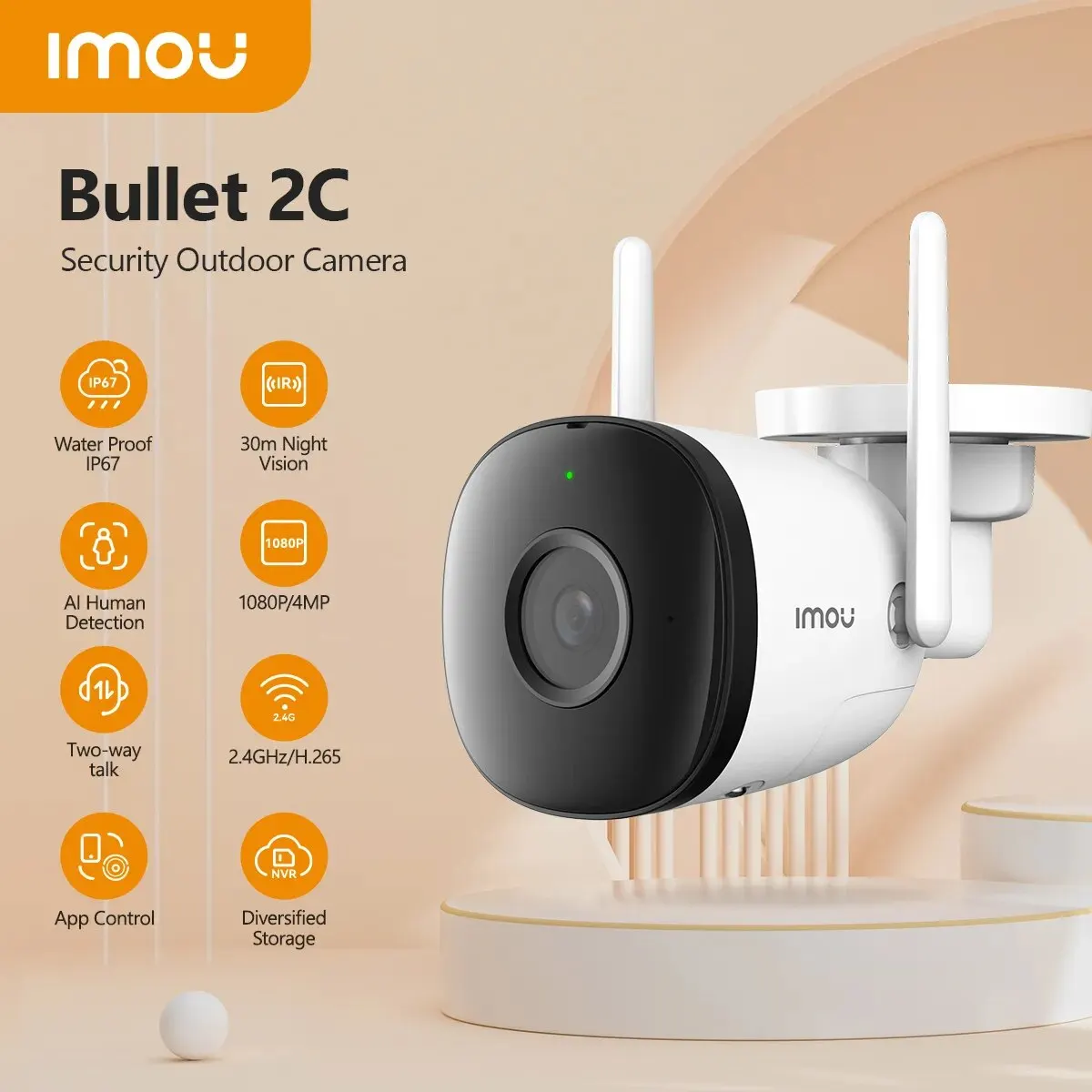 IMOU Wifi Caméra Extérieure Bullet 2C 4MP 2MP Surveillance IP Caméra Automatique Suivi Intempéries AI Détection Humaine