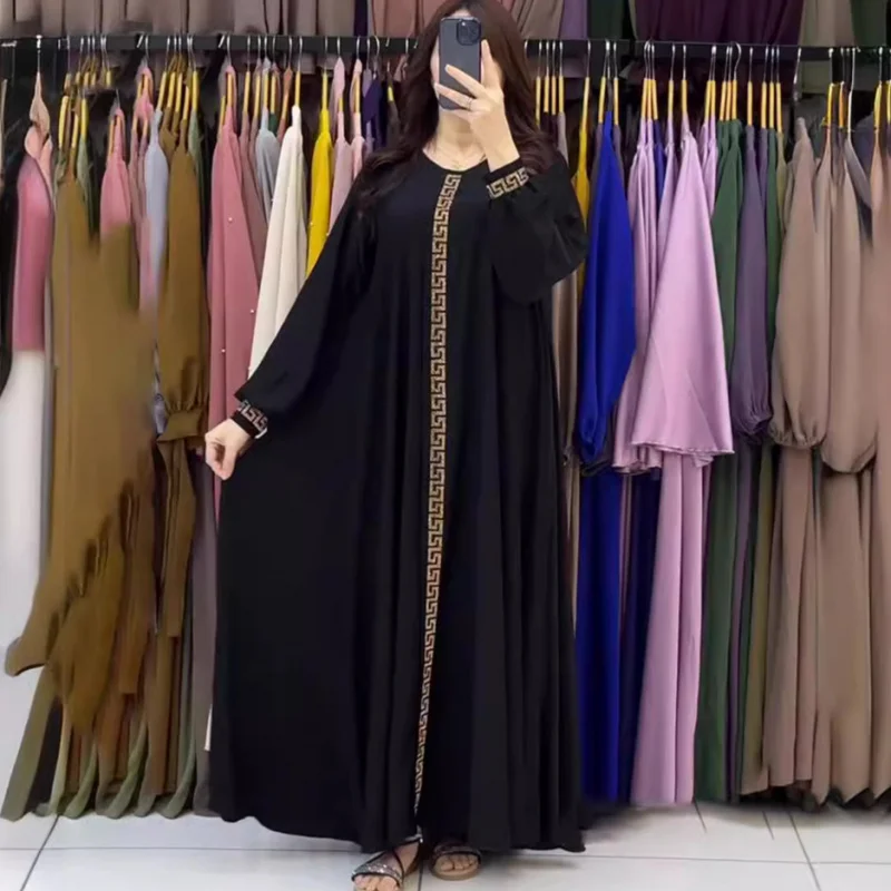 

20252025 Popular European American Summer New round Neck Solid Color Long Sleeve Loose Dress Women's Dress