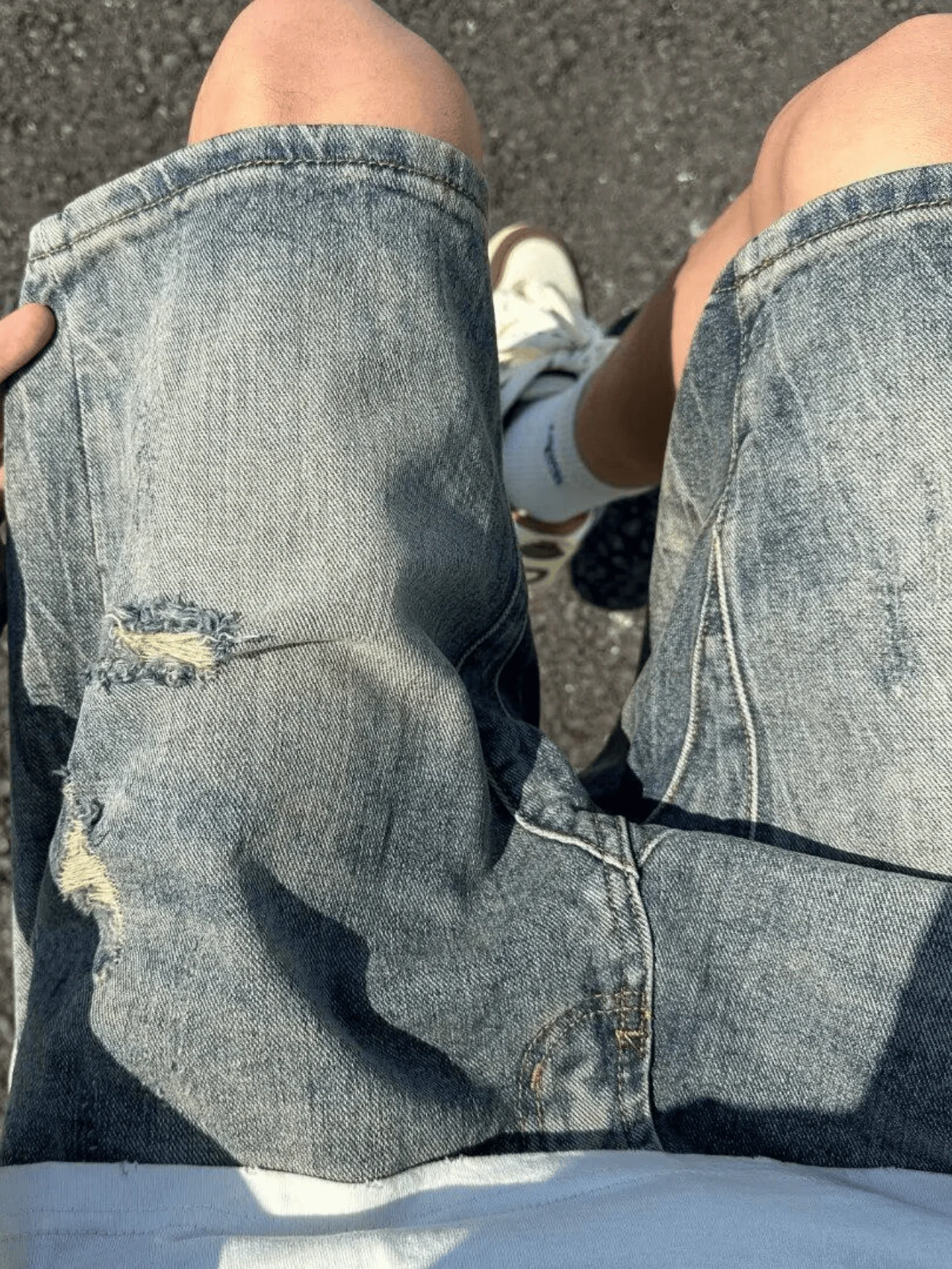 

American High Street Men's ort Jeans Summer Thin Five-Point Loose Casual Straight Tube Pants Breathable Comfortable Loose Fit