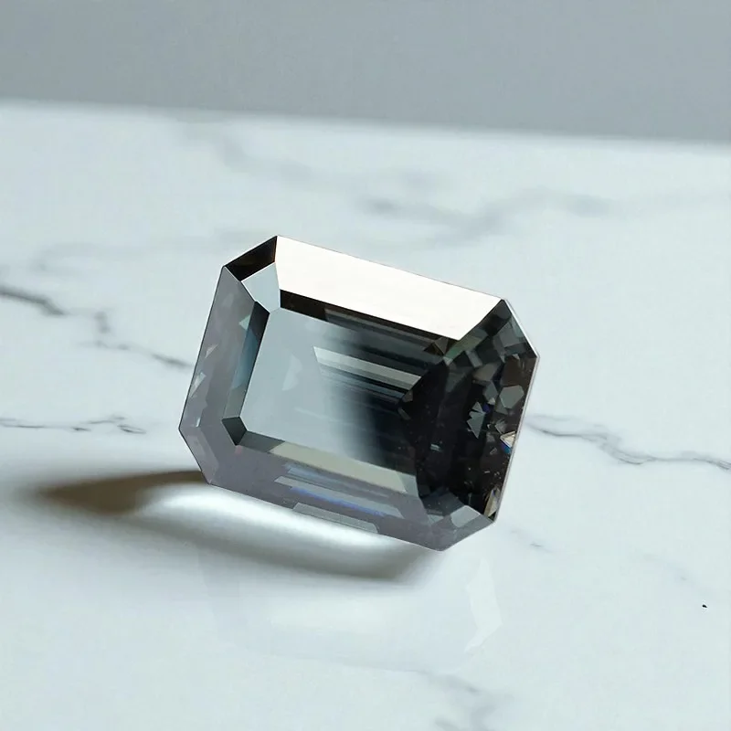 

Moissanite Stone Emerald Cut Gray Color Charms Shiny Gemstone DIY Ring Necklace Earrings Main Materials with Certificate