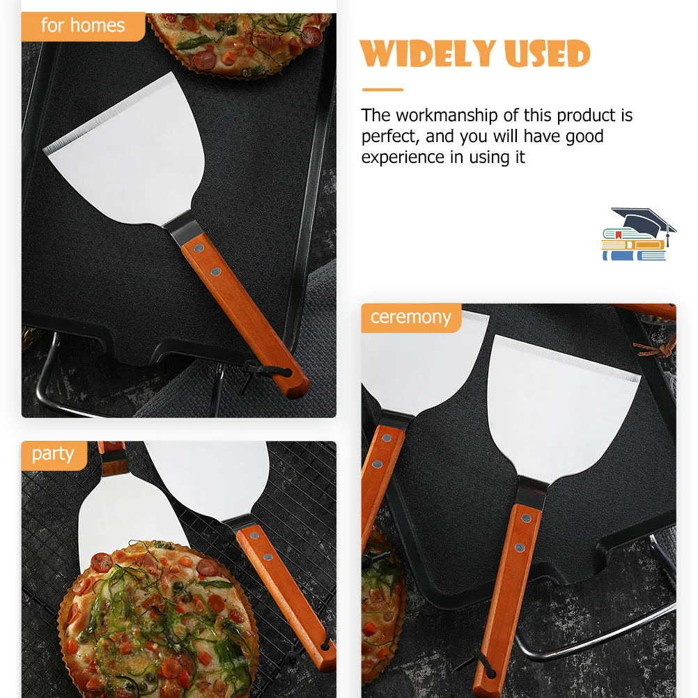 

Wood Handle Cooking Spatula Stainless Steel Household Turner Heat Resistant Kitchen Utensil for Frying Food Cooking