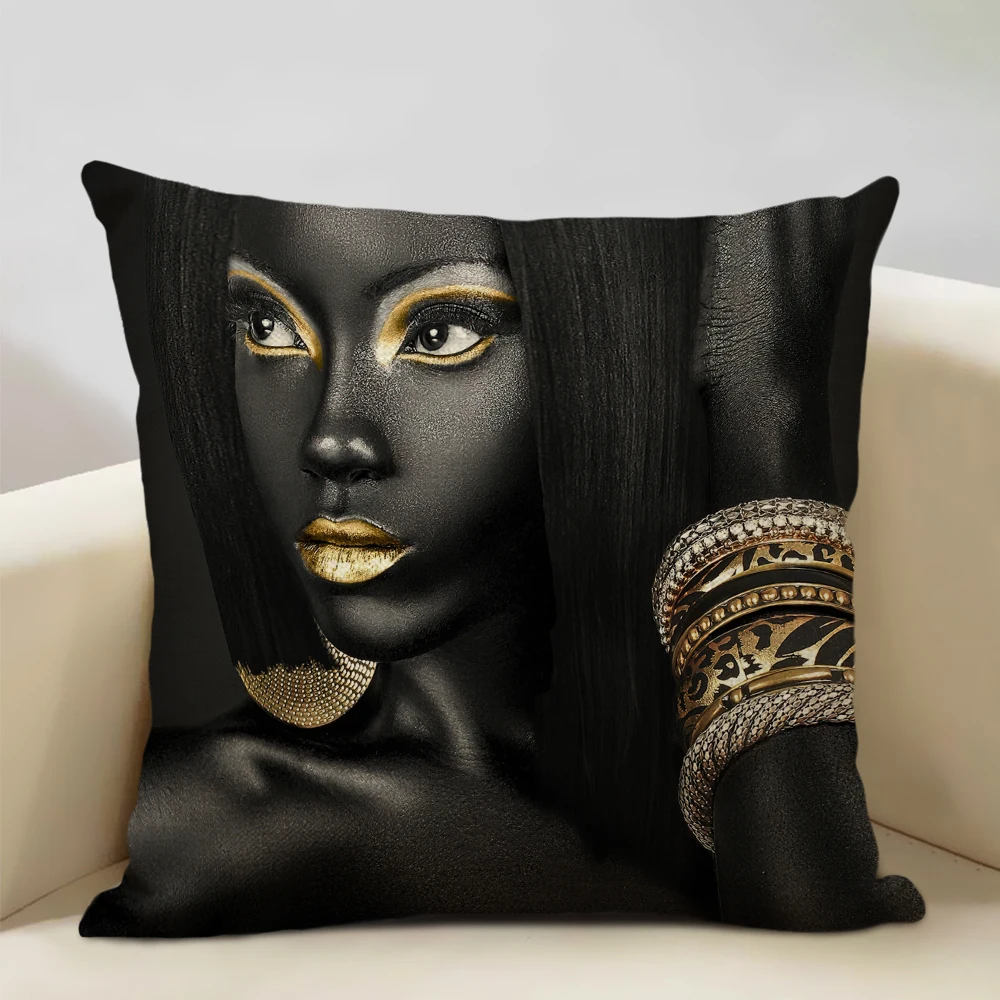 Nordic Style Print Cushion Cover Linen African Decoration Pillow Case Black and White Home Decor Pillowcase for Sofa