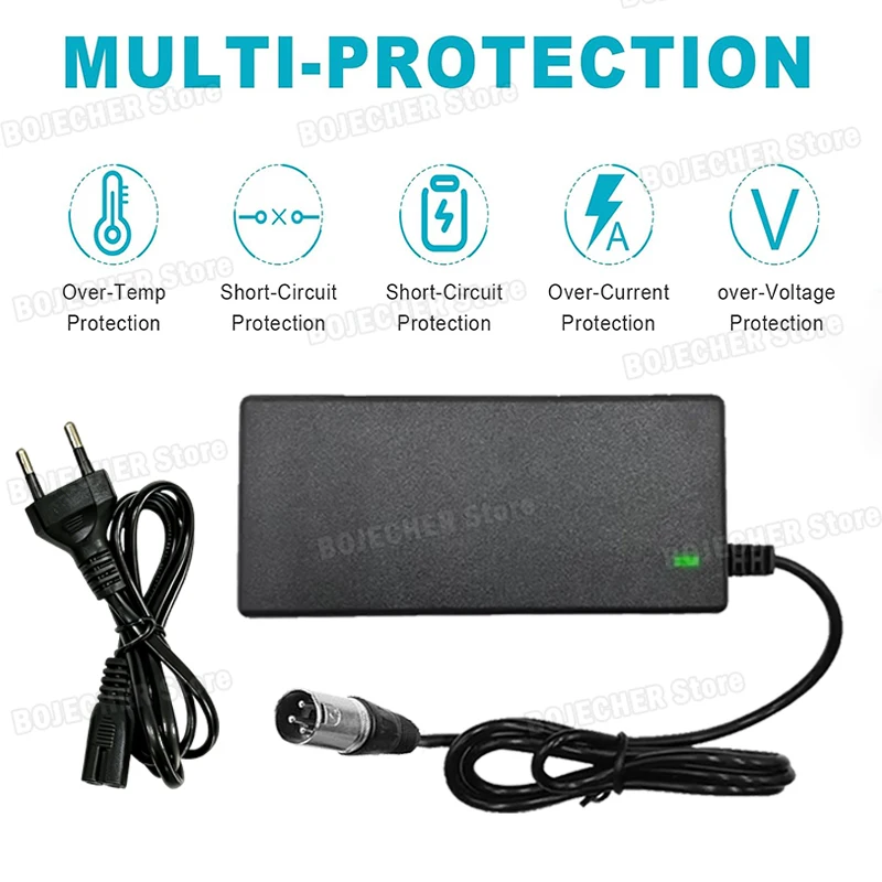 Picture 4: 54.6V 2A Lithium Battery Charger With 3 Pin XLR Connector For 48V Lithium Battery AC100-240V Power Supply Adapters EU US Plug